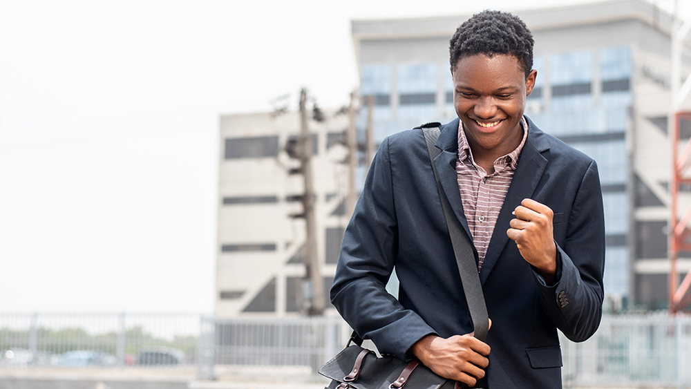 Happy job seeker web Mobile American Job Center Outreach Event One Westside