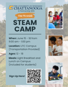 Blue and White Modern Simple Polaroid Summer Camp Flyer 1 UTC STEAM Camp One Westside